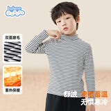 班尼路（Baleno）儿童打底衫秋冬款男女童加绒保暖长袖T恤冬装半高领条纹内搭上衣