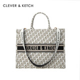 CLEVER & KETCH包包新款情人节上班通勤托特包百搭单肩包斜挎包手提包生日礼物 大号米白色