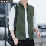 JEEP马甲男2025秋冬季新款休闲纯色无帽立领保暖男士摇粒绒加厚马甲潮 军绿色 XL