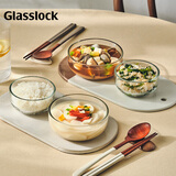 Glasslock碗家用透明玻璃汤碗可微波炉加热饭碗圆形面碗进口餐具510ml*2