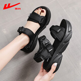 回力凉鞋女款2025新款夏季外穿休闲百搭厚底小香风沙滩运动凉鞋女 黑色【潮流百搭】 40