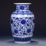 loyo景德镇花瓶青花瓷摆件瓷器工艺品新中式仿古陶瓷博古架装饰品瓷瓶 缠枝莲冬瓜瓶+匠心打造
