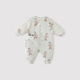 巴厘小猪宝宝冬季夹棉保暖哈衣新生儿睡衣冬天棉袄小月龄婴儿连体衣 假日小熊 52cm