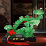 吉善缘 玉如意摆件 家居客厅玄关酒柜装饰品公司办公室店铺乔迁开业礼品 大号绿色（经典款）