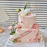 许愿一刻双层鲜花生日蛋糕预定送女友闺蜜老婆情人全国同城配送10+6英寸