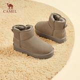 骆驼（CAMEL）懒人毛毛鞋雪地靴女反绒增高厚底冬季保暖靴 L23W275056 卡其 36