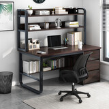 尋巧（SPERMEK）电脑桌书桌书柜组合家用台式卧室学生学习写字桌简约办公桌子 【桌椅组合】黑胡桃色120CM