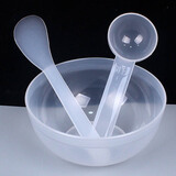 健美创研DIY调膜面膜碗套装加勺子和软毛硅胶刷子美容院专用涂泥膜做灌肤 全白色、３件套（碗+棒+勺）