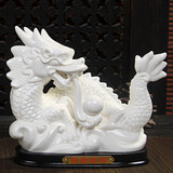 fw 陶瓷12十二生肖鼠牛虎兔龙蛇马羊猴鸡狗猪招财瓷器桌面摆件家居装饰品白瓷乔迁开业礼品摆设工艺品 纯白龙