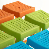 茶花塑料凳高凳客厅加厚条纹凳家用成人高凳方凳防滑餐桌椅子A0838P 6张【新款绿】