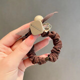 极森家INS大肠发圈高马尾丸子头高弹力发绳镂空设计高级感发饰头绳 方块镂空-咖色