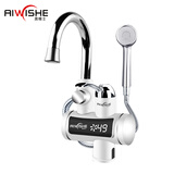 奥唯士（AIWISHE）即热式电热水龙头淋浴洗澡冷热两用水龙头热水器厨宝速热水龙头 数显淋浴两用下进水+漏保