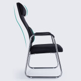 赛森 电脑椅 办公椅子 弓形网布会议椅 人体工学网布职员椅家用高靠背椅子  黑色 a26 黑色  钢制脚