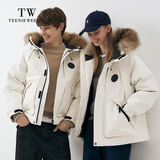 Teenie Weenie小熊男装简约休闲羽绒服秋冬大毛领情侣款羽绒服 白色 XL (180)