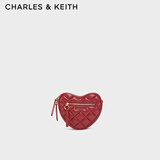 CHARLES&KEITH菱格爱心链条单肩斜挎包包女包送女友生日礼物CK2-80151353 Red红色 S