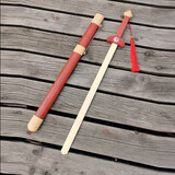 摩羯先生儿童玩具木刀木剑带鞘舞台表演道具竹质青龙宝剑送男孩子生日礼物 1把乾隆八卦剑 红色 长约65CM