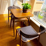 紫叶阳台桌椅三件套家用迷你茶几一桌两椅休闲现代简约藤椅阳台茶桌