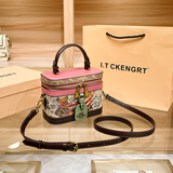 I.T CKENGRT香港流行包包2024七夕时尚经典涂鸦老花盒子包单肩斜挎手提包包女 涂鸦粉红色 盒子包223