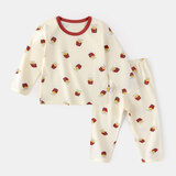 嘟嘟家儿童睡衣套装冬装男童舒适两件套女童满印可爱家居服小童秋衣秋裤 米底薯条 110