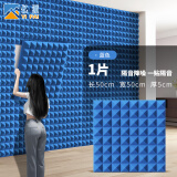 亿派 隔音棉墙体自粘 吸音棉室内琴鼓房隔音板隔音门ktv消音海绵材料 吸音棉金字塔蓝色 5CM厚（50CMx50CM带背胶）