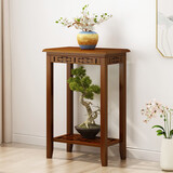 丝竹阁实木新款吊兰多层阳台简易花架子置物室内落地式客厅小中式盆景竹 （加固材质）长形-高75cm