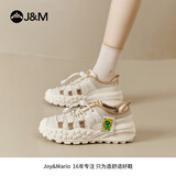 快乐玛丽（J&M）休闲鞋女秋季登山鞋厚底运动鞋户外露营丑萌溶解女鞋 米色 37 