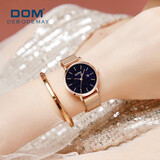DOM正品超薄气质简约手表女士机械风石英防水女款元旦生日礼物送老婆