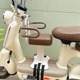 宝钺电动车儿童座椅前置电瓶摩托车小孩安全宝宝凳子带娃坐椅 加厚大悍马白单座+扶手+咖围栏