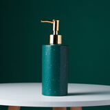 众福缘 陶瓷洗手液瓶子北欧浴室卫生间液瓶沐浴露瓶按压分装瓶瓶 圆形绿色陶瓷瓶（350ml）