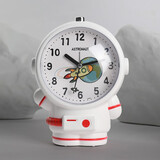 曲彤恐龙学生小闹钟起床神器音乐儿童男孩女孩时钟表专用桌面卡通静音 红色宇航员 6英寸