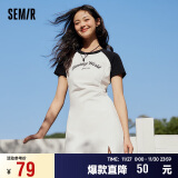 森马（Semir）连衣裙女插肩袖修身收腰2024夏季字母开叉短裙运动风109324114025