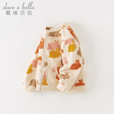 戴维贝拉（DAVE＆BELLA）儿童摇粒绒外套女童上衣洋气宝宝衣服休闲男童外衣秋装2025新款 小兔印花【现货】 90 cm（建议身高80-90cm）