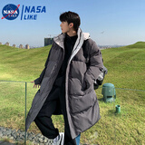 淘兹朗棉服外套男中长款过膝超大宽松加厚保暖棉袄潮流帅气百搭连帽棉衣 文艺男D38中长款灰色 XL 130斤-155斤