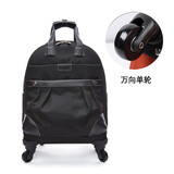 韩乐扣多功能大容量旅行包可登机行李箱万向轮商务出差双肩背包男士女士 黑色万向轮
