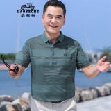 老爷车中年男士短袖t恤男夏季爸爸装中老年男装半袖polo汗衫冰丝上衣 YT232209819绿色（真口袋） XL (180)