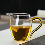 宣室堂玻璃加厚耐热公道杯功夫茶具配件分茶器茶海加茶漏茶虑过滤器大号 企鹅公杯黄把330毫升