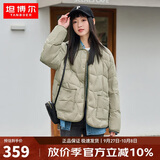 坦博尔羽绒服女短款翻领韩版宽松女士灯芯绒外套TD236266 奶茶棕 160 