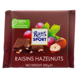 瑞特滋（RITTER SPORT） 德国进口瑞特斯波德运动巧克力排块 葡萄干榛子牛奶巧克力袋装100g