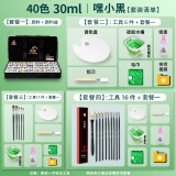 青竹水粉颜料套装美术生专用经典黑集训工具流光白艺考级色彩颜料初学者无甲醛色彩学生用果冻颜料青竹大师 【30ml40色】水粉套装【嘿小黑】 颜料+颜料盒