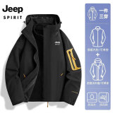 JEEP SPIRIT吉普 夹克男棉衣情侣秋冬三合一加厚两件套防风防水保暖棉服外套 552/男款黑色 XL