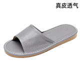 果洛菲（GUOLUOFEI）真皮家居拖鞋男夏季居家室内防滑防水牛皮凉拖鞋软底家用女