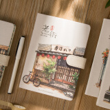 天色不关门的老街故事笔记本复古怀旧风本子创意插画日程计划本记事本空白横线内页日记本旅行手工记录 寿司店