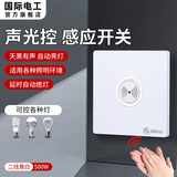 国际电工楼道声光控延时开关 感应声控光控开关220v 86型开关面板暗装 白色-500W【二线制】