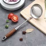 onlycook 锅铲304不锈钢汤勺 加厚木柄炒菜铲子家用牛排煎铲漏勺粉捞勺 漏勺/单个
