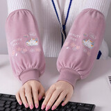 叮咚小格罗口防污袖套秋冬季女可爱网红套袖长款上班工作学生护袖2025新款 浅紫色小花猫