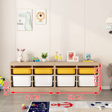 米囹   玩具收纳柜实木大容量抽屉式书架收纳架组合架宝宝玩具整理柜 四排两抽【纯实木】