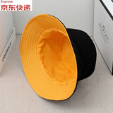 春景步雨双面戴渔夫帽男女夏季韩版学生百搭时尚潮流遮阳防晒圆脸情侣帽子 男士-黑色-黄色 均码男女通用款(56-58cm)