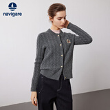 Navigare意大利小帆船秋冬款女士全羊毛外套绞花毛衣针织开衫2334094508