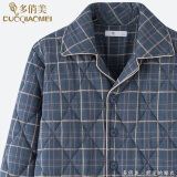 多俏美男士睡衣秋冬季纯棉加厚夹棉格子三层保暖2025年新款家居服套装爸 TQ16096套装 2XL