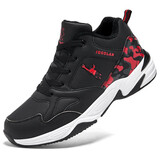 乔丹格兰 男鞋休闲鞋男士秋冬加绒棉鞋运动鞋板鞋学生板鞋大码皮鞋子 男 9952黑红加棉 42